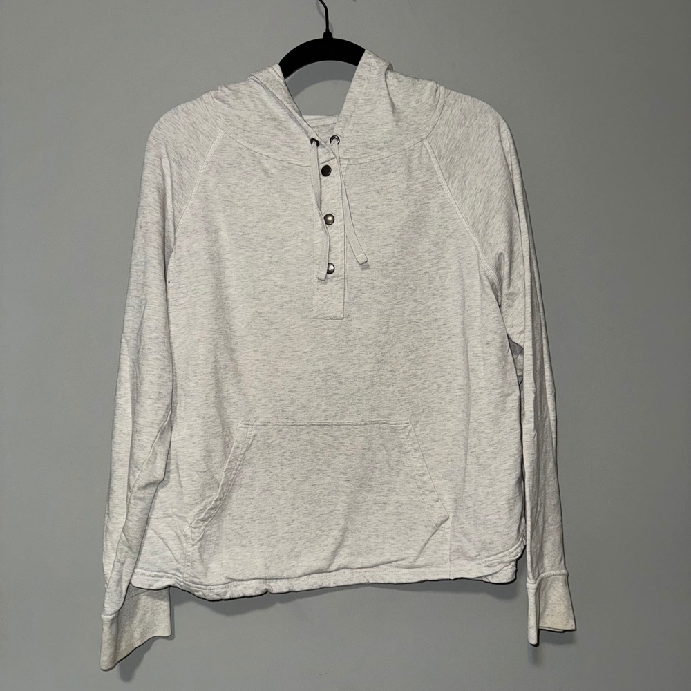 Patagonia Heather Gray Henley Hoodie Women's Long Sleeve Casual Comfort Pullover